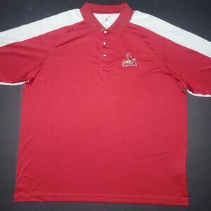 Antigua St Louis Cardinals Mens Red and White Short Sleeve Polo Size XL